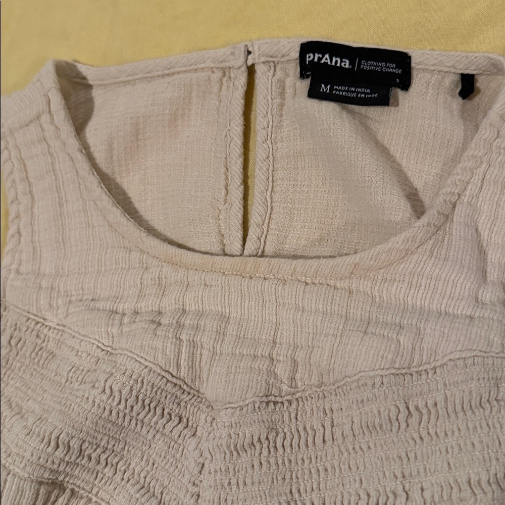 prAna Seakissed Tank Top Beige Organic Cotton Smocked Women’s M Boho - Picture 5 of 8